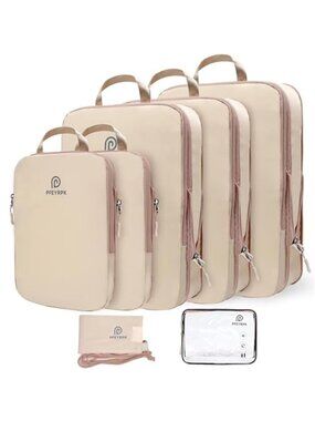 Compression Packing Cubes 7 Set Suitcase Travel Organizer Carry On Luggage Bag